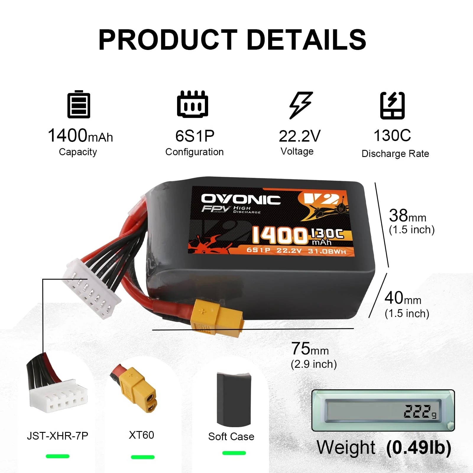 Ovonic 6S LiPo Akku 22,2V 1400 – Drone Battery 6S Bewertung und Preis